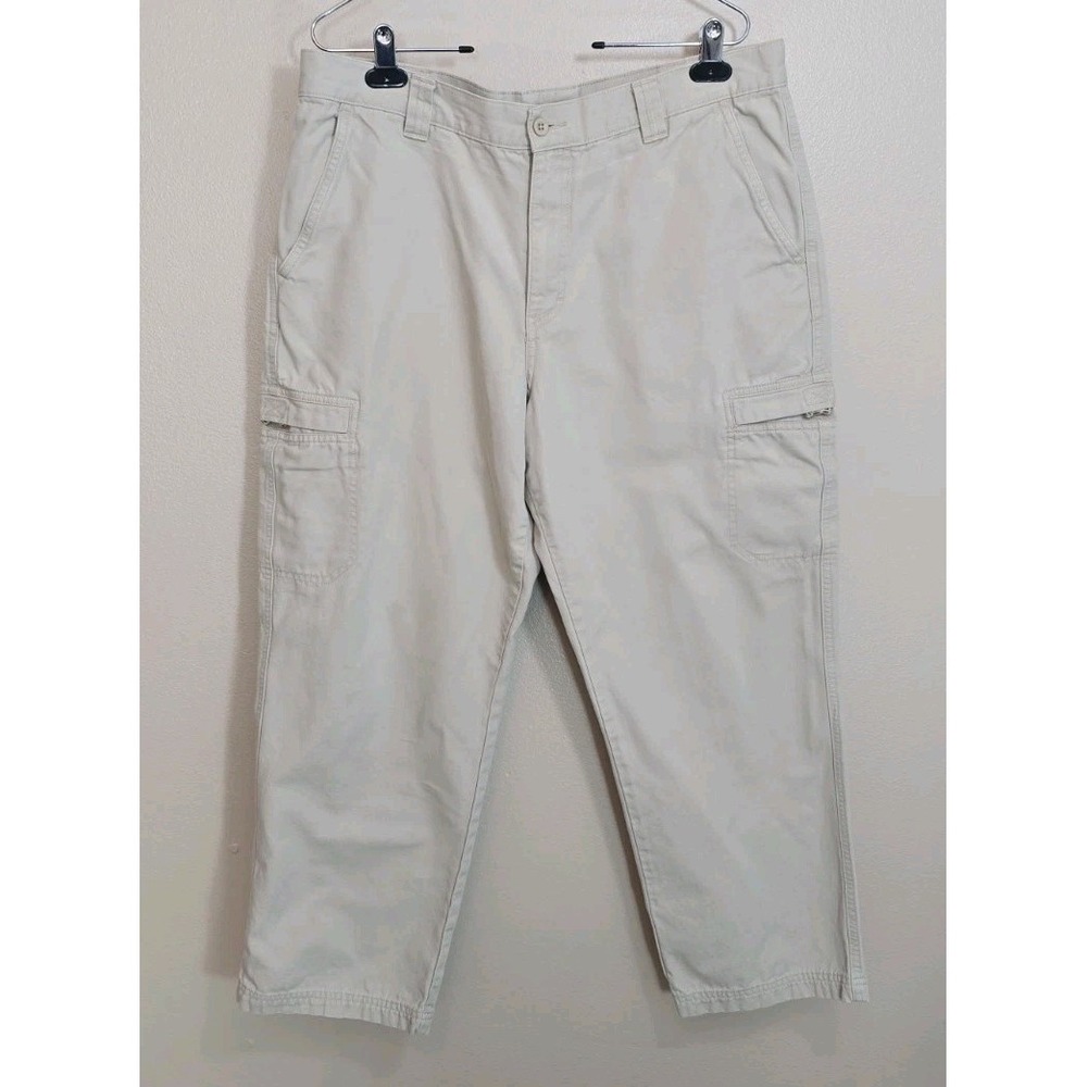 Vingage LL Bean Canvas Cargo Pants Mens 36x28 (Tag 36x29) Beige